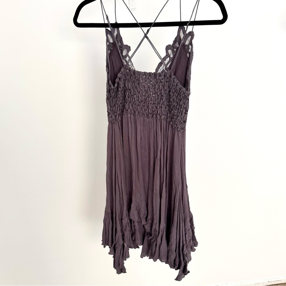 Free People soft Lace Crinkle Dusty Purple Dress Medium - Picture 5 of 7